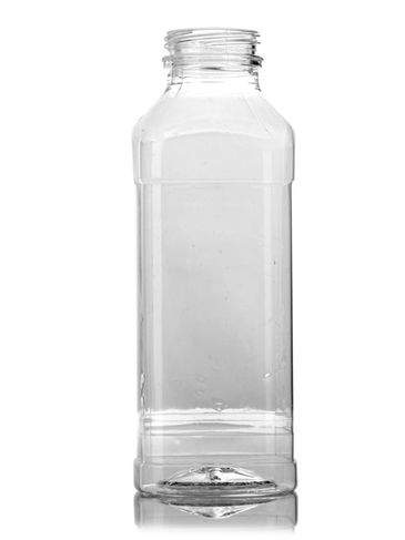 14.5 oz clear PET plastic french square bottle with 38-DBJ neck finish