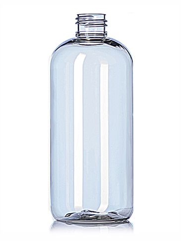 12 oz clear PET plastic boston round bottle with 24-410 neck finish