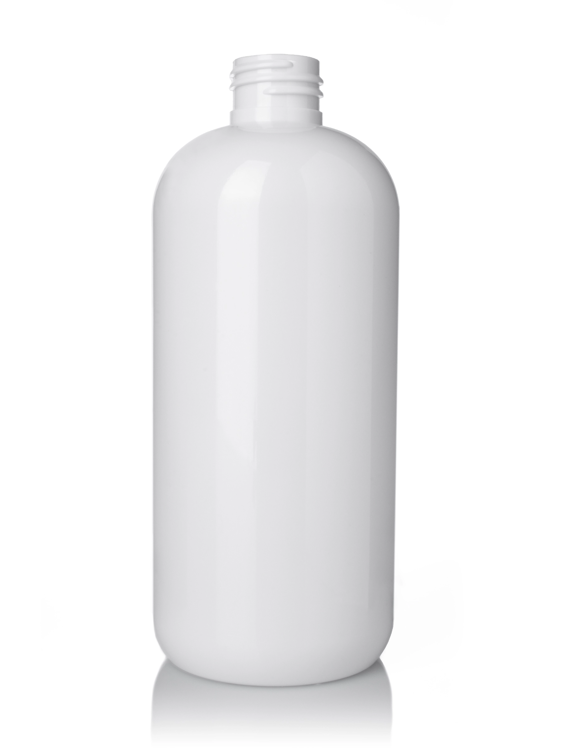 12 oz White PET Plastic Boston Round Bottle – B275WH