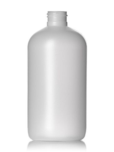 12 oz natural-colored HDPE plastic boston round bottle with 24-410 neck finish