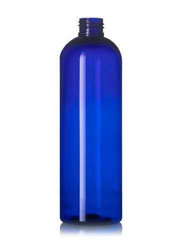 12 oz cobalt blue PET plastic cosmo round bottle with 24-410 neck finish