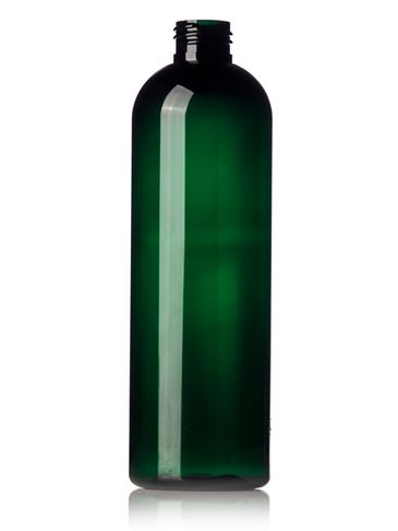 12 oz green PET plastic cosmo round bottle with 24-410 neck finish