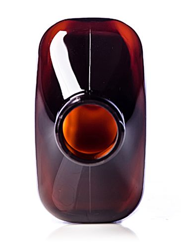 250 mL amber PET plastic metric oblong bottle with 24-410 neck finish