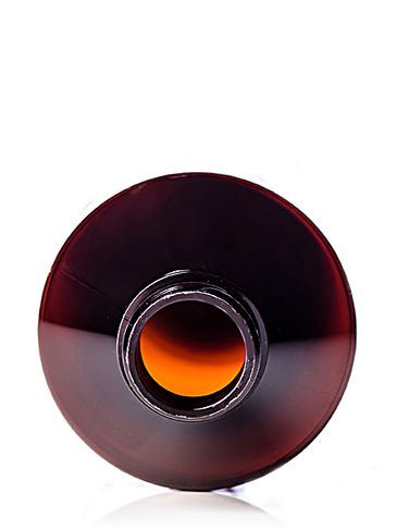 8 oz amber PET plastic modern round bottle with 24-400 neck finish
