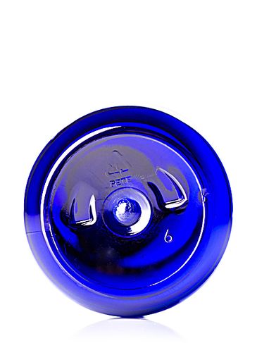 8 oz cobalt blue PET plastic modern round bottle with 24-410 neck finish