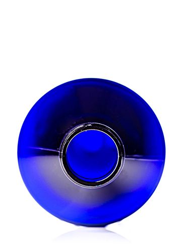 8 oz cobalt blue PET plastic modern round bottle with 24-410 neck finish