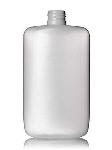 8 oz natural-colored HDPE plastic flat oval bottle with 24-410 neck finish