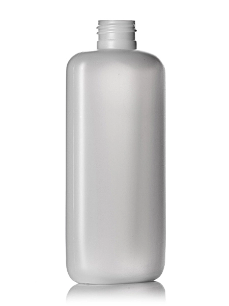 8 oz Natural-Colored HDPE Plastic Flat Oval Bottle – B297N