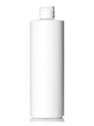 8 oz white HDPE plastic cylinder round bottle with 24-410 neck finish