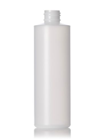8 oz natural-colored HDPE plastic cylinder round bottle with 24-410 neck finish