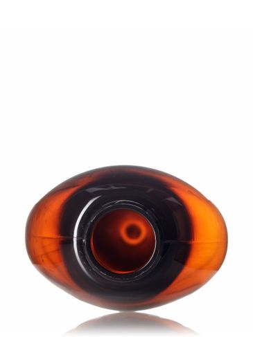 8 oz amber PET plastic capri oval bottle with 24-410 neck finish