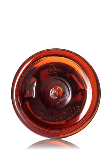 8 oz amber 25% PCR (post consumer resin) PET plastic cosmo round bottle with 24-410 neck finish