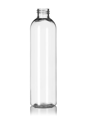 8 oz clear PET plastic cosmo round bottle with 24-410 neck finish