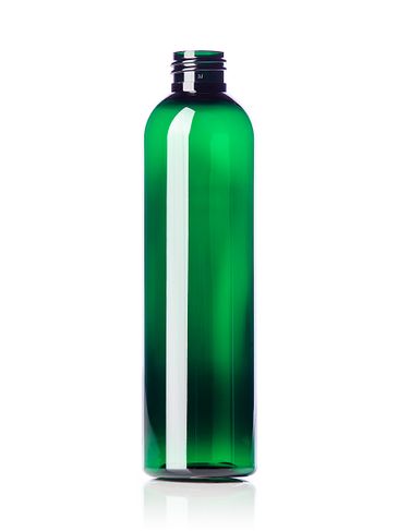 8 oz green PET plastic cosmo round bottle with 24-410 neck finish