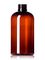 8 oz light amber PET plastic squat boston round bottle with 24-410 neck finish