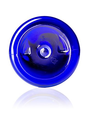 8 oz cobalt blue PET plastic squat boston round bottle with 24-410 neck finish