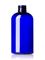 8 oz cobalt blue PET plastic squat boston round bottle with 24-410 neck finish