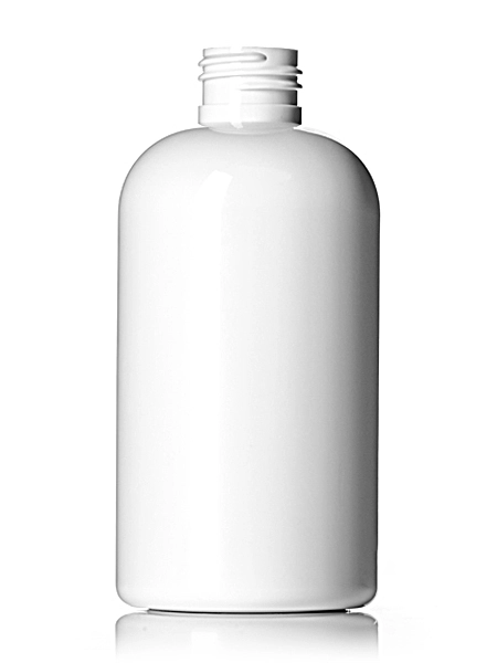 8 oz White PET Plastic Squat Boston Round Bottle – B315W