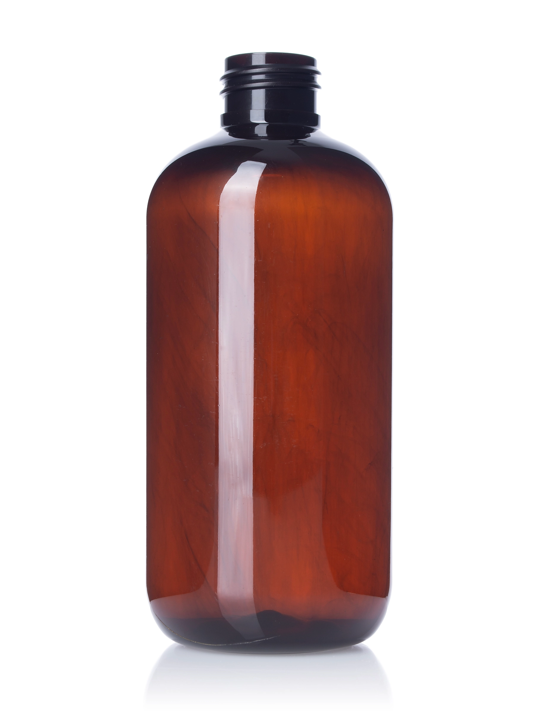 8 oz Amber 100% PCR PET Plastic Boston Round Bottle – B320AMPCR100