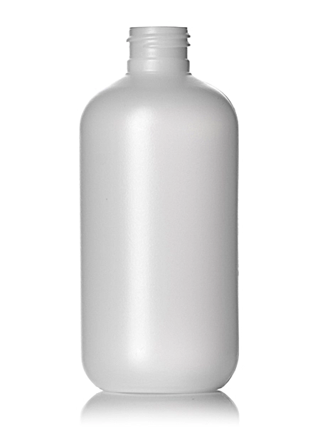 8 oz Natural-Colored HDPE Plastic Boston Round Bottle – B320N