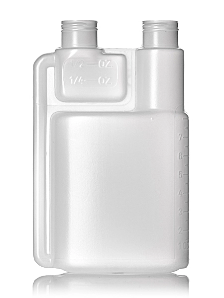 8 oz Natural-Colored HDPE Plastic Twin-Neck Bottle (requires 2 Caps) – B325