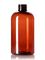 8 oz amber PET plastic squat boston round bottle with 24-410 neck finish