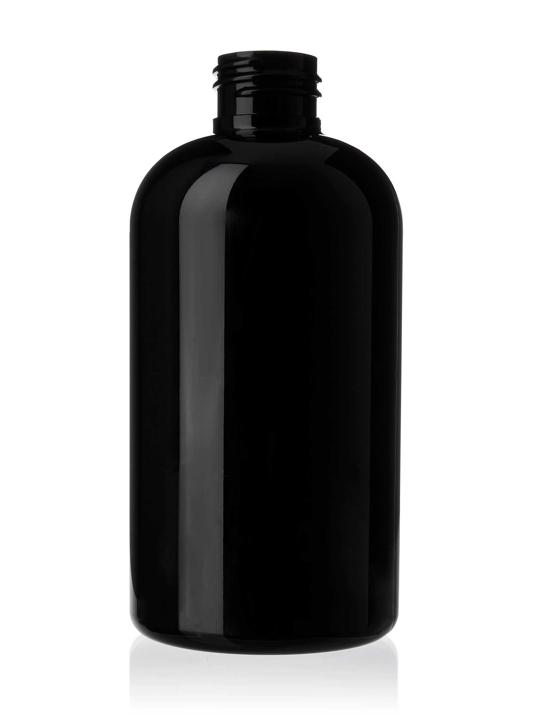 8 oz Black PET Plastic Squat Boston Round Bottle – B332BK