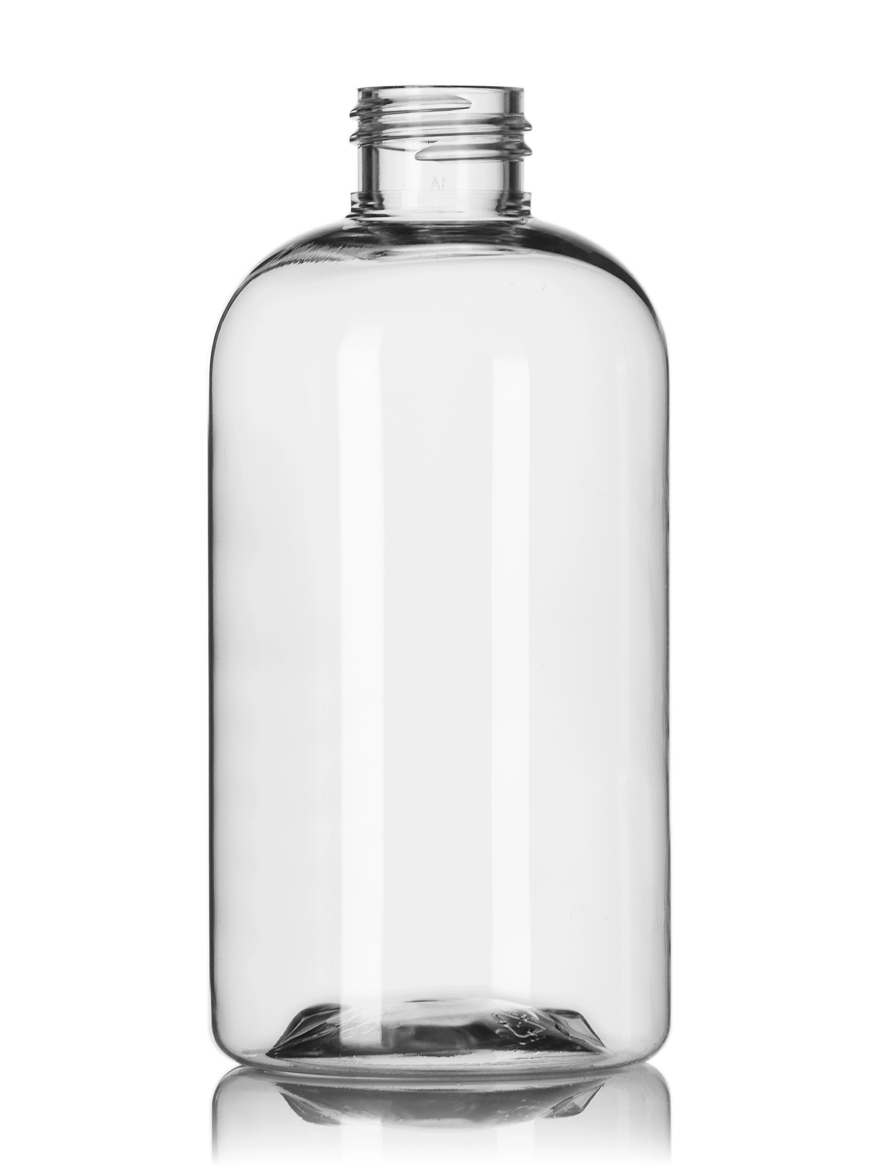 8 oz Clear PET Plastic Squat Boston Round Bottle – B332CL