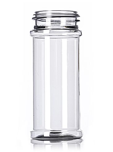 5.5 oz clear PET plastic spice bottle with 48-485 neck finish