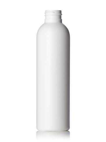 6 oz white HDPE plastic imperial round bottle with 24-410 neck finish