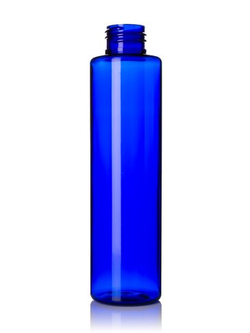 4 oz cobalt blue PET plastic slim cylinder round bottle with 24-410 neck finish