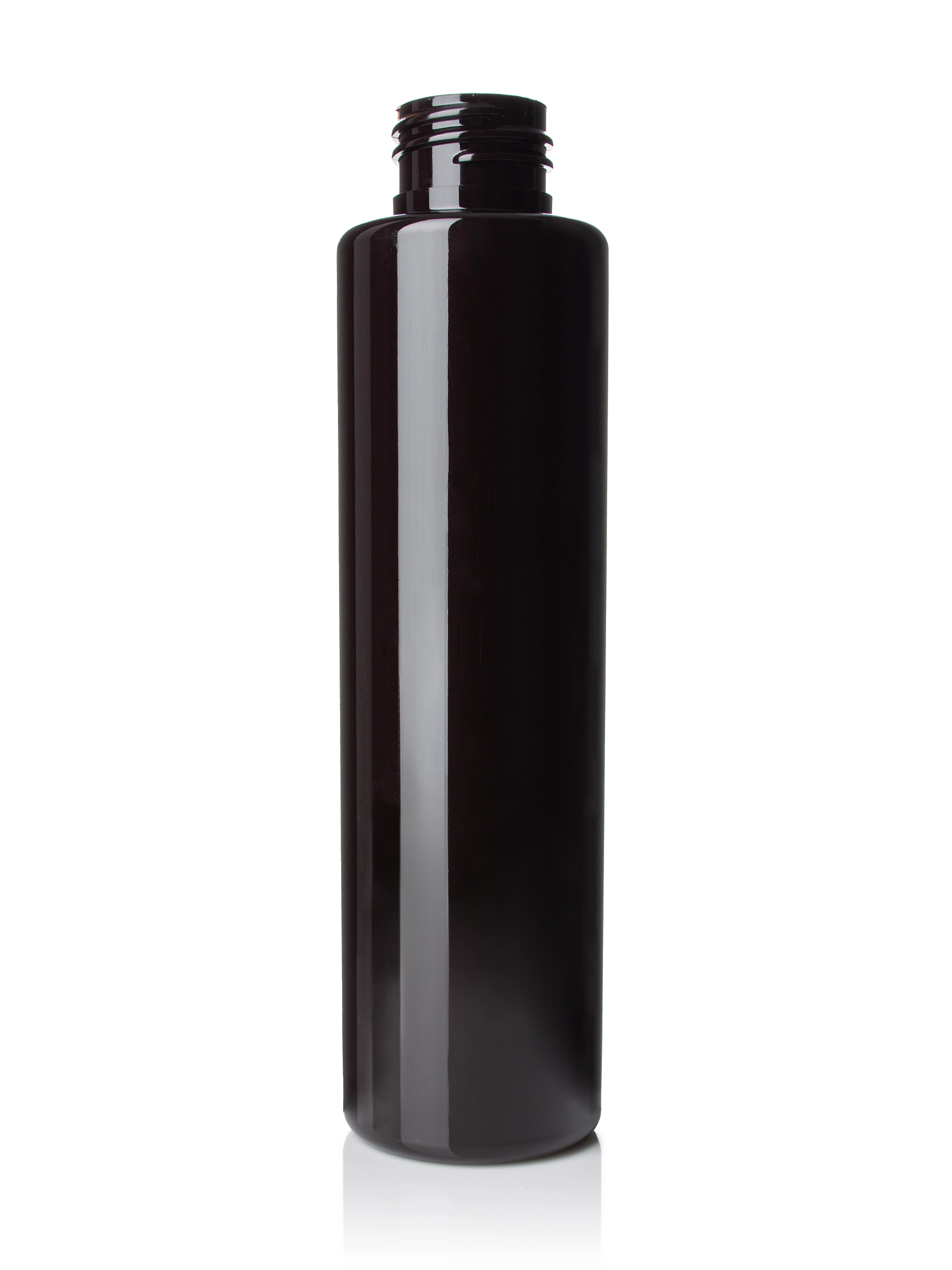 4 oz Dark Amber PET Plastic Slim Cylinder Round Bottle – B342DA