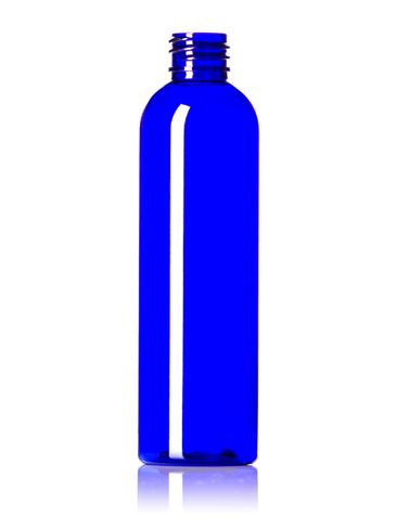 4 oz cobalt blue PET plastic bullet round bottle with 20-410 neck finish