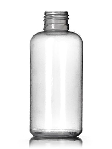 4 oz natural-colored LDPE plastic boston round bottle with 24-410 neck finish