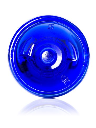 4 oz cobalt blue PET plastic boston round bottle with 24-410 neck finish