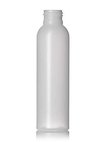 4 oz natural-colored HDPE plastic imperial round bottle with 24-410 neck finish