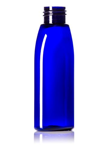 4 oz cobalt blue PET plastic capri oval bottle with 24-410 neck finish