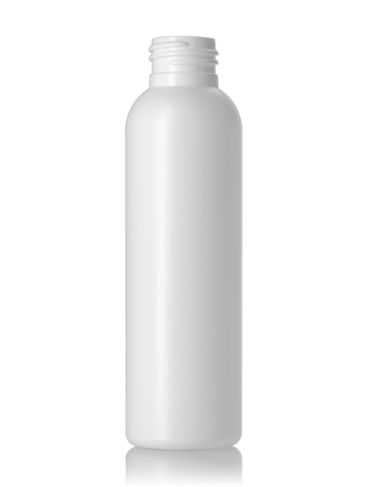 4 oz white HDPE plastic bullet round bottle with 24-410 neck finish