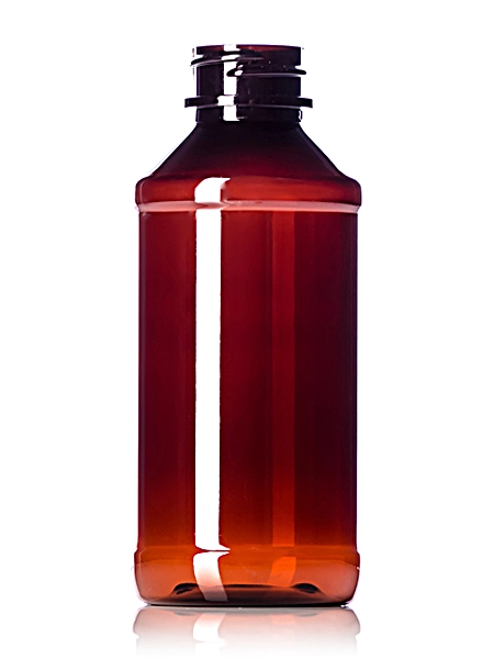 4 oz Amber PET Plastic Modern Round Bottle – B356A