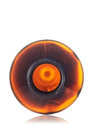 4 oz amber PET plastic modern round bottle with 24-410 neck finish