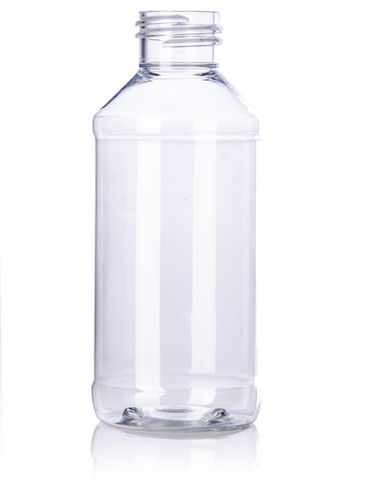 4 oz clear PET plastic modern round bottle with 24-410 neck finish