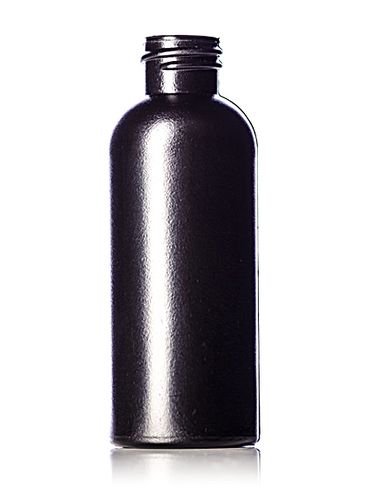 2 oz black HDPE plastic diamond round bottle with 20-410 neck finish