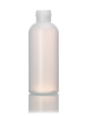 2 oz natural-colored HDPE plastic diamond round bottle with 20-410 neck finish
