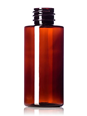 50 mL amber PET plastic cylinder round bottle with 20-410 neck finish