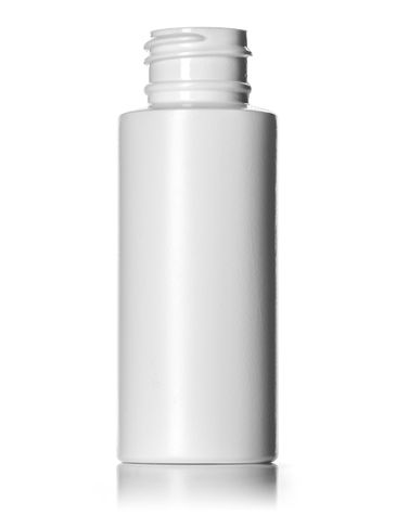 2 oz white HDPE plastic cylinder round bottle with 24-410 neck finish