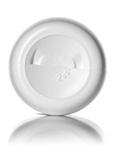 2 oz white LDPE plastic boston round bottle with 20-410 neck finish