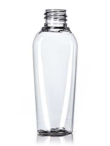 2 oz clear PET plastic oval bottle with 20-410 neck finish