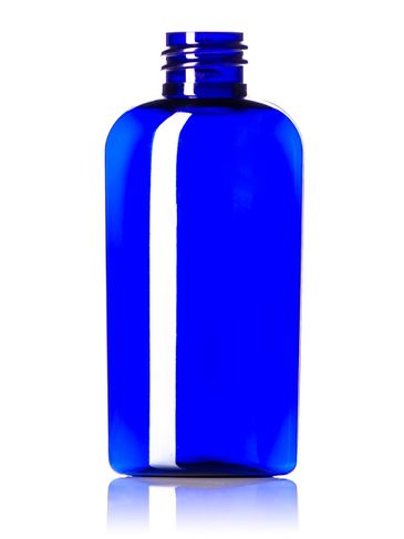 2 oz cobalt blue PET plastic cosmo oval bottle with 20-410 neck finish