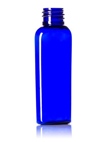 2 oz cobalt blue PET plastic cosmo oval bottle with 20-410 neck finish