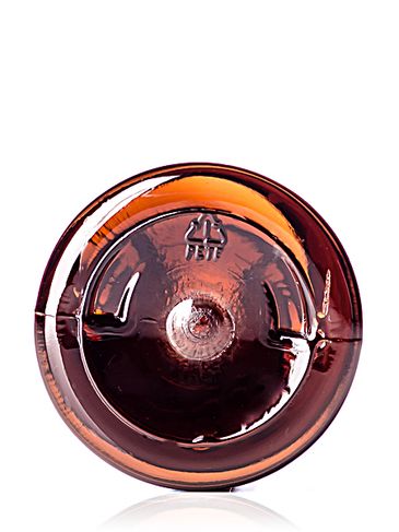 2 oz amber PET plastic cosmo round bottle with 20-410 neck finish